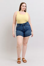 Dark High Wiast Tummy Control Destroyed Release Hem Judy Blue Shorts 6/3/25 9961