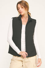 Black Contrast Zip Cropped Puffer Vest