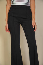 High Waist Stretch Crepe Flare Pants: Black / L