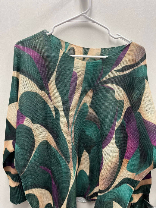 Green Abstract Round Knit Sweater 8/20/25 1126