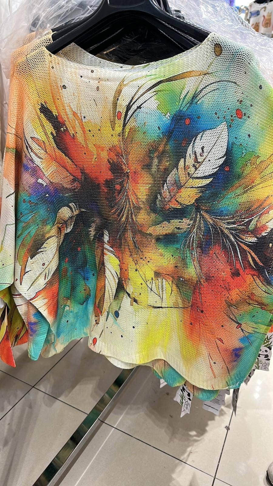 Multicolor Feathers Round Knit Top 8/20/25 1122