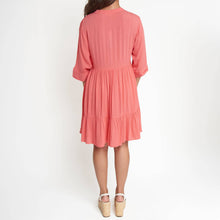 Coral Rayanne 3/4 Sleeve V-Neck Mid-Length Tiered Dress