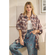 Washed Navy Plaid Snap Button Down Oli+Hali Jacket