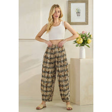 Sand Combo Washed Plaid Wide Leg Oli+Hali Pants