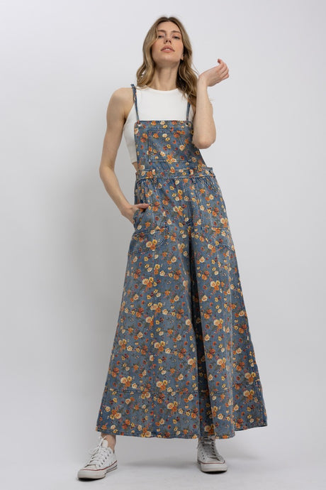 Denim Strappy Wide Leg Bib Blue Velvet Overalls 8/18/26 1373