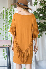 Camel Fringe Back T Shirt Mini Bucketlist Dress 6/6/25 9965