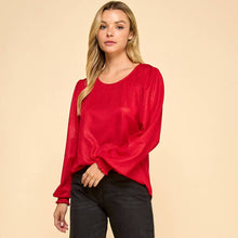Red Shimmer Long Sleeve Blouse