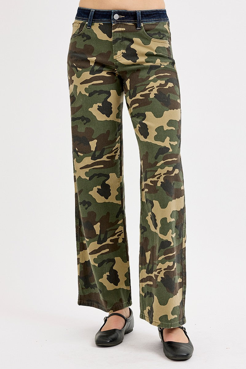Camo Slouchy Wide Straight Risen Pants 2/2/26 1248