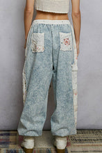 Denim Floral Embroidery Print Patch Denim Jogger POL Pants