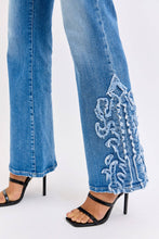 Low Rise Western Relaxed Flare Cello Jeans with Frayed Patch
