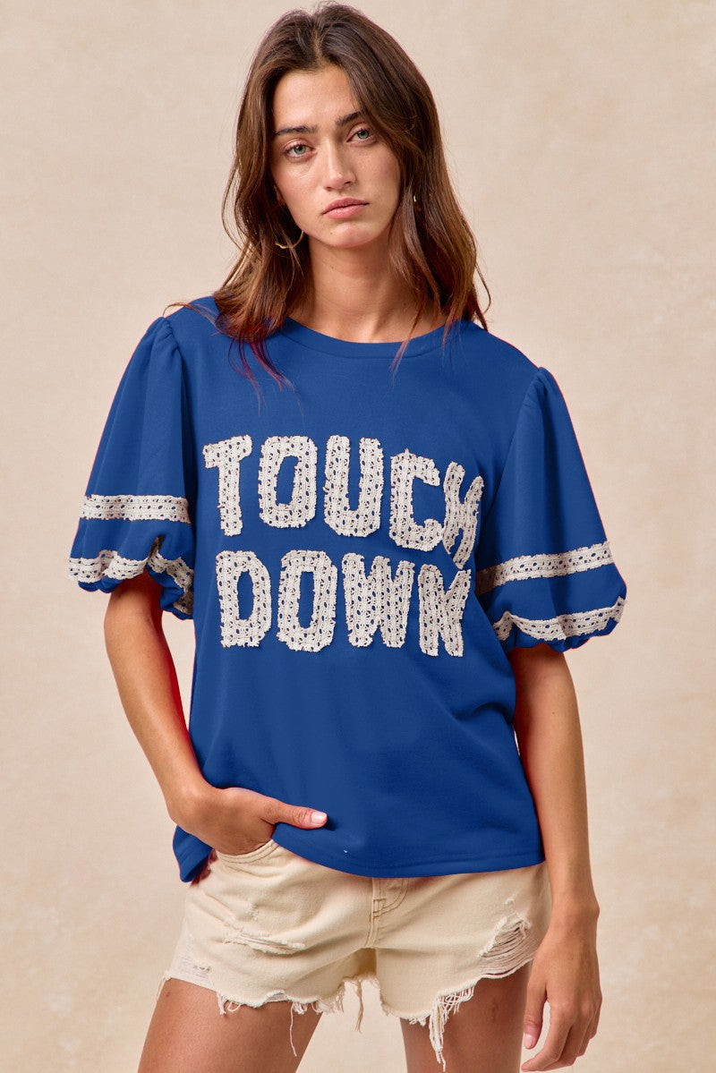 Blue Touch Down Patchwork Bibi Top 9/4/25 1148