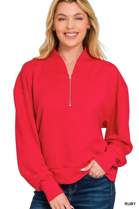 Ruby Scuba Half Zip Zenana Pullover 9/9/26 1439