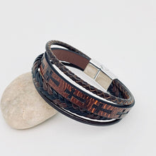 Handmade Leather Cross Men's Magnetic Buckle Bracelet
