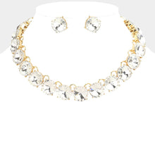 Peach Rose Gold Round Stone Link Evening Necklace