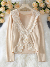 Beige Lace Backless Knit Sweater Top