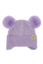 C.C Kids Fur Earflap Pom Pom Beanie Winter Hat: Black