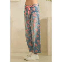 Denim Washed Floral Barrel Oli+Hali Jeans