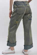 Denim Peace Patch Distressed Blue Velvet Pants 11/17/25 1235