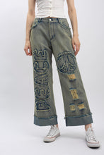 Denim Peace Patch Distressed Blue Velvet Pants 11/17/25 1235