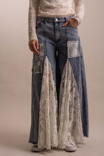 Denim Lace Mix Ruffle Wide Leg Blue Velvet Pants 8/18/26 1372