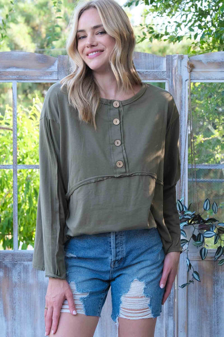 Olive Buttoned Knit Top 8/19/25 1100