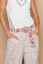 Pink Floral print buckle POL belt
