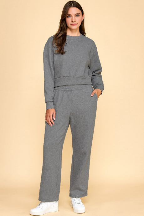 Heather Grey French Terry Sweatshirt & Jogger Set 10/7/25 1184