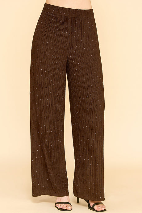 Espresso Rhinestone Crinkle Loungewear Pants 10/7/25 1186