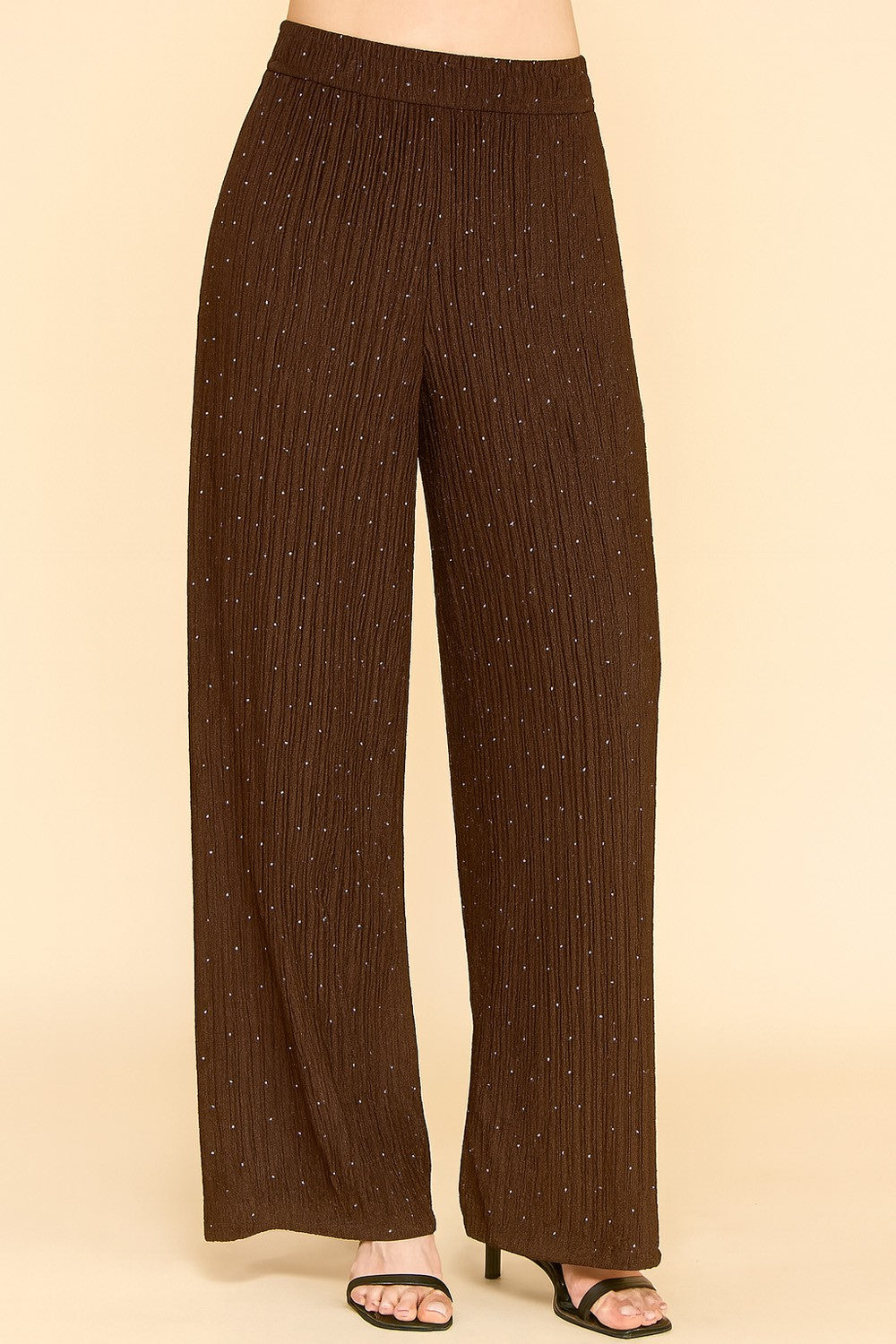 Espresso Rhinestone Crinkle Loungewear Pants 10/7/25 1186