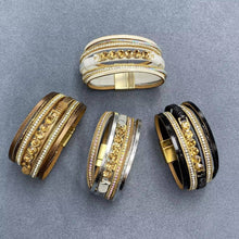 Brown Sparkling Rhinestones Multi-layer Leather Bracelet