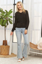 BUTTON-FRONT KNIT TOP WITH LONG SLEEVES - CET4092: BLACK / S-M-L(2-2-2)