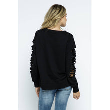 Black Sweatshirt With Laser Cut and Stones