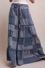 Denim Wide Leg Patchowrk Chambray Tiered Blue Velvet Pants 6/9/26 1322