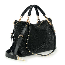 Black Decorated Sparkling Rhinestone Satchel Handbag