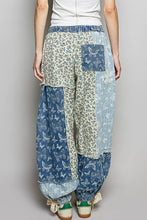 Blue Butterfly Crochet patch detail contrast patchwork printed woven POL pants