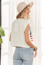 Ivory Sleeveless American Flag Sweater