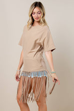 Camel Helen Solid  Fringed  Tunic Top