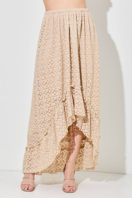 Taupe Lace Knit Maxi Skirt
