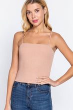 Celadon Green Straight Neck Two Ply Rib Knit Cami Top