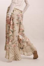 Taupe Asym Wide Leg Floral Lace Trim Blue Velvet Pants 5/28/26 1314