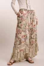 Taupe Asym Wide Leg Floral Lace Trim Blue Velvet Pants 5/28/26 1314