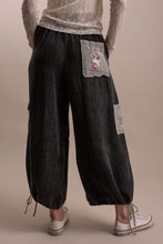Black Flower Embroidered Multi Pocket Blue Velvet Pants 8/25/26 1399