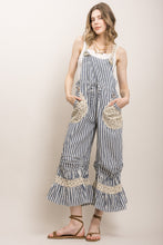Denim Stripe Cinched Ruffle Hem Bloomer Blue Velvet Overalls 5/5/26 1301