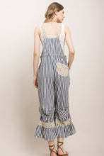 Denim Stripe Cinched Ruffle Hem Bloomer Blue Velvet Overalls 8/18/26 1366
