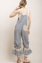 Denim Stripe Cinched Ruffle Hem Bloomer Blue Velvet Overalls 5/5/26 1301