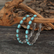 Round Western Turq Stone Hoop Earrings
