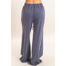 Navy Mineral Washed Wide Leg Pants