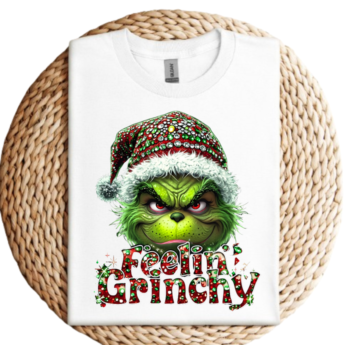 Ash Grey Feelin' Grinchy Christmas Tee Shirt