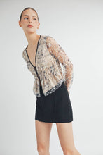 Cream Sheer Embroidered Mesh Peplum Top with Polka Dot Detail