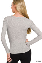 Heather Grey Ribbed Boat Neck Long Sleeve Zenana Tee 10/14/26 1517